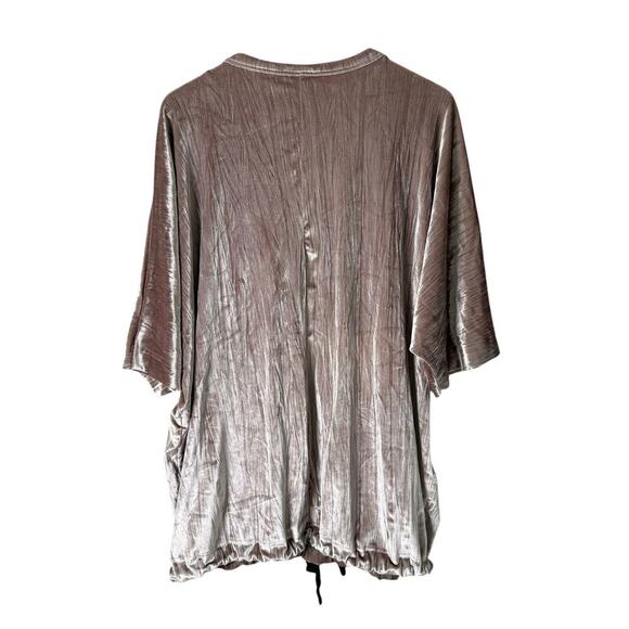 Zara Oversized Rose Gold Velvet Mini Dress Short Dolman Sleeves Hem Drawcord, M - Picture 10 of 12